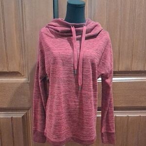 Active Cowl Neck Burgundy And Black Sweater. Size L
